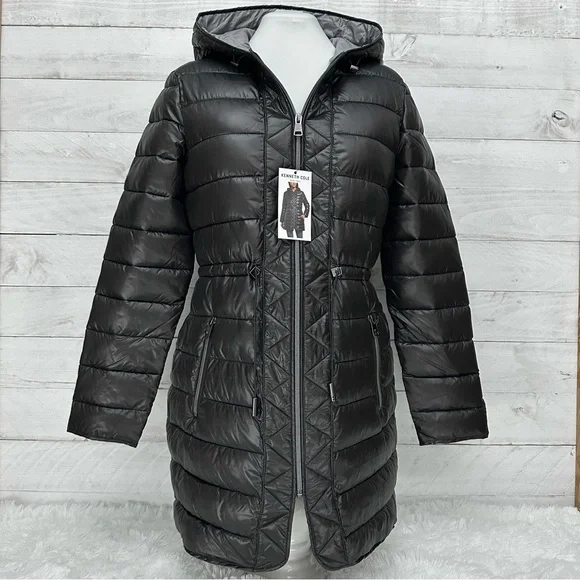 Kenneth Cole M/L Quilted Anorak Puffer Jacket • Black • NWT - Picture 1 of 14